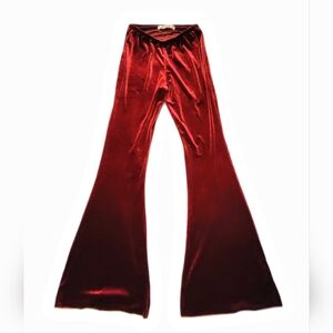 NWOT Three Bird Nest Velvet Flare Pants in Deep Burgundy